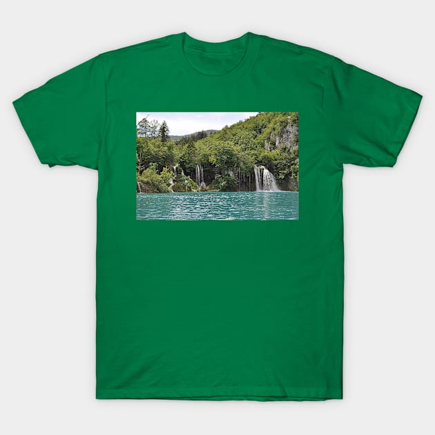 Waterfall over the Lake T-Shirt by KargacinArt